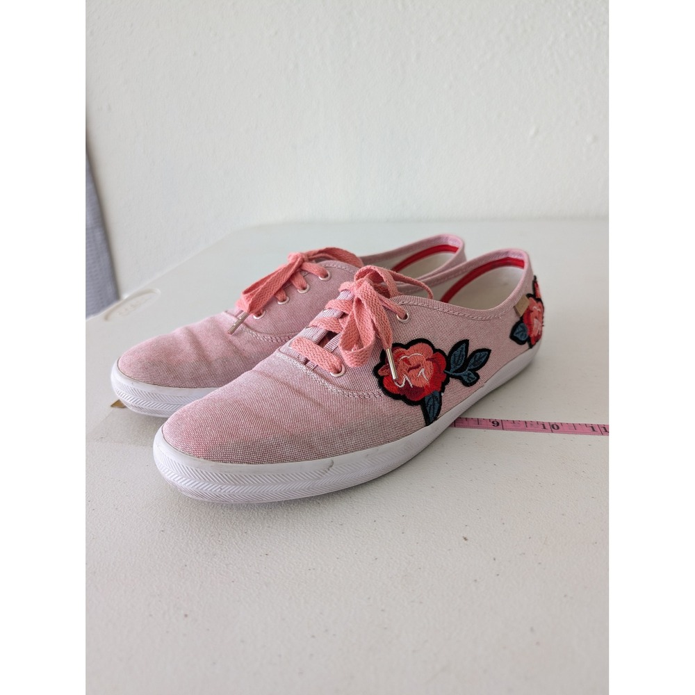 Keds Champion Pink Canvas Embroidered Rose Floral Low Top Sneakers Womens 8